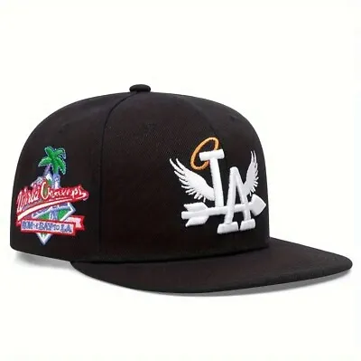 LA Dodgers Angel Theme Patchwork Black SnapBack Cap • $21.99