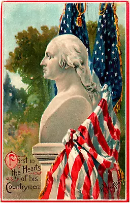 Postcard Embossed Patriotic Washington Bust Artist Signed R. Veentfliet • $5.57