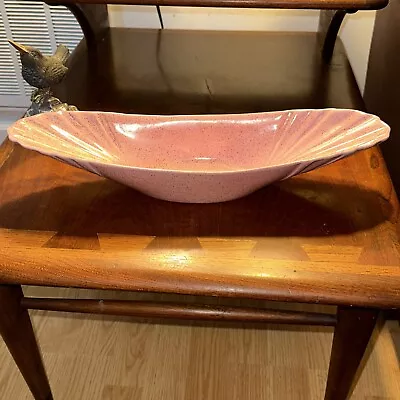 Mid Century Modern TV Console Bowl Pink Salmon Black Speckled 16 Inches MCM • $21.70