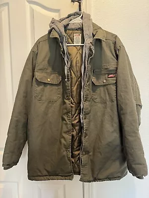 DICKIES Vintage 🔥 🔥 🔥 Jacket Large Zip Button Hooded Workwear Coat • $35