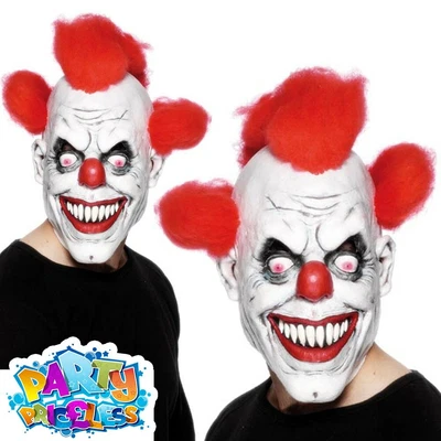 £12.99 • Buy Scary Clown Mask Halloween Latex With Red Hair Evil Horror Fancy Dress Accessory