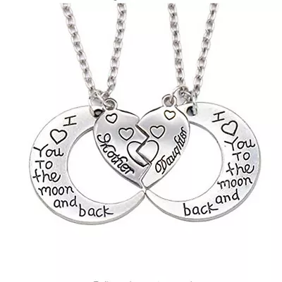 I Love You To The Moon And Back Engraved Pendant Necklace Mum Daughter Xmas Gift • £3.49