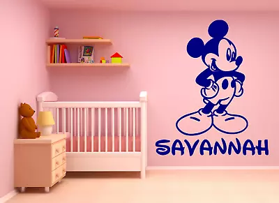 MICKEY MOUSE Personalized NAME Large Wall Vinyl DECAL Die Cut 22  TALL Colors • $21.59