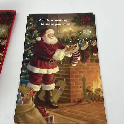 Lot Of 6 Santa & Stockings Christmas Card With Envelopes Money /Gift Card Holder • $10.50