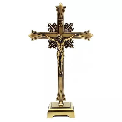 15.5  Metallic Altar Crucifix With Stand Made In Portugal • $69.95