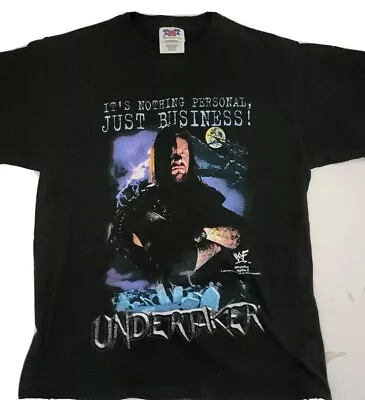 Y2K WWF The Undertaker Black Shirt 1999 T-Shirt M 10/12 BOYS 100% COTTON • £23.75