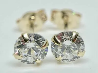 $41.95 • Buy 9k Solid Yellow Gold Round Diamond Solitaire Studs Earrings.