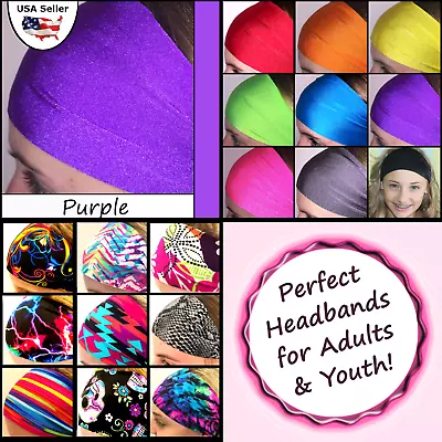 Volleyball Headband Wide Youth Sport Workouts Athletic Fashion Stretch [Purple] • $5.95