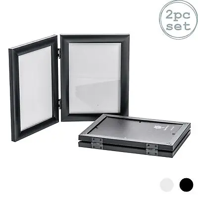 £9.95 • Buy Double Photo Frame Picture Frames Folding Standing Hinged Black 5x7 Portrait X2