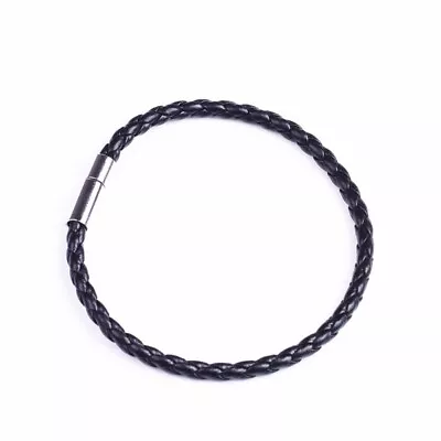 Men Women Black DIY Leather Braided Twisted Wristband Surfer Bangle Bracelet UK • £2.99