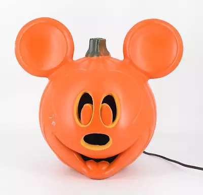 Mickey Mouse Light Up Jack-O-Lantern Plastic Blow Mold Pumpkin Disney 11  • $35
