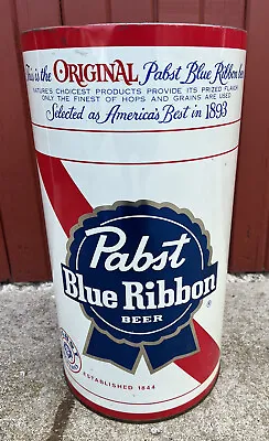 Vtg 60’s Pabst Blue Ribbon Beer Trash Can 19.5” Large Version Metal • $129.96