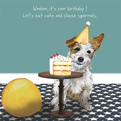 Jack Russell & Cake Little Dog Laughed Birthday Greeting Card Blank Inside • £4.99