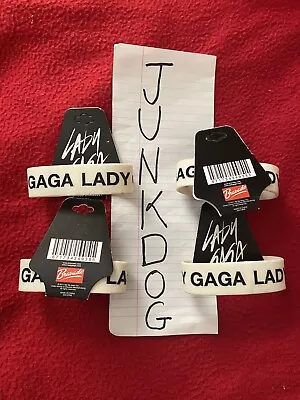 Rare LADY GAGA White Wide Rubber WRIST BAND/BRACELET Black Cross Logo BRAND NEW • £24.13