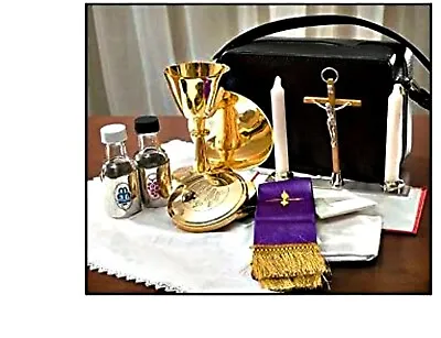Gold-Toned Portable Catholic Mass Travel Kit With Hard Case 9 Piece Set N.G. • $285.88