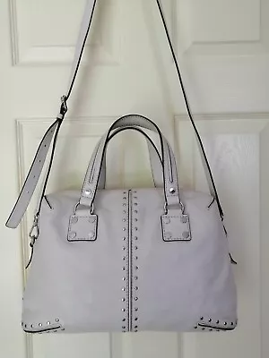 Michael Kors Pebble Leather Studded Satchel Handbag Off White 100% Authentic • $30.96