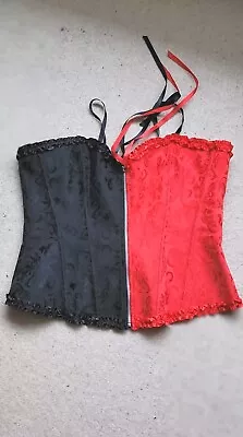 Red/Black Brocade Boned Corset Lace Up Front & Back 4XL Worn Once • £5