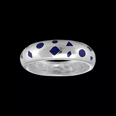 Size 7-925 Sterling Silver & Lapis Lazuli Scattered Shapes Ring Abstract... • $48.79