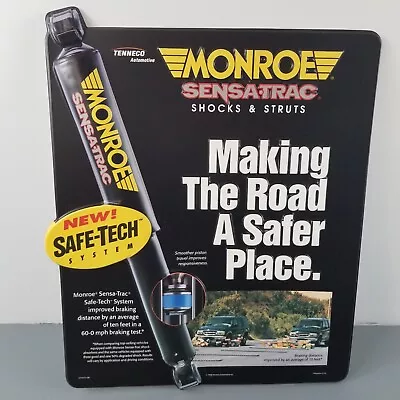 Vintage Monroe Sensa Trac Shocks & Struts Tenneco Sign ADVERTISING 1998 Stamped • $34.99