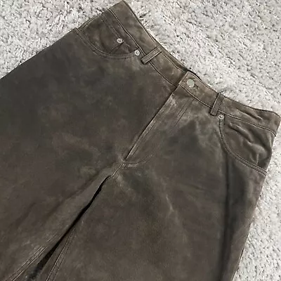 4You Pants Men's Size 30x31 Brown 100% Pig Leather Suede Bootcut Lined • $74.95