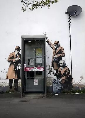 Banksy Gchq Spies Graffiti Canvas Picture Poster Print Wall Art Unframed A362 • £5.78