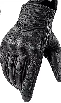 Harssiney Leather Motocycle Gloves For Men Breathable Riding Driving Biker Sze L • $20.99