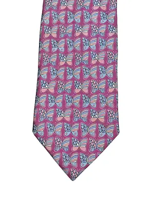 Salvatore Ferragamo Silk Necktie Tie Red Pink Pop Art Psychedelic Butterfly • $34.90