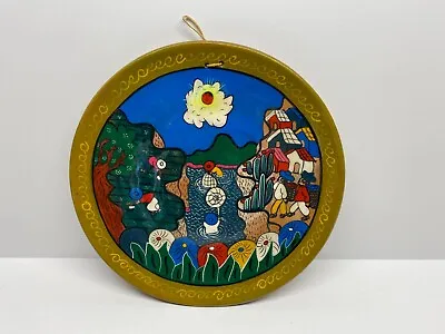 Vintage Mexican Hand Painted Folk Village People Wall Decorative Clay Dish • $16