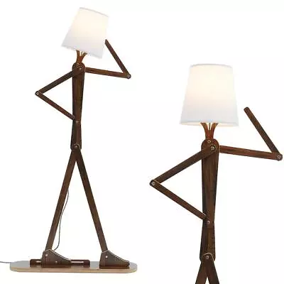 Cool Decorative Tall Floor Lamp Wood Swing Arm Standing Corner Reading Lights... • $172.36