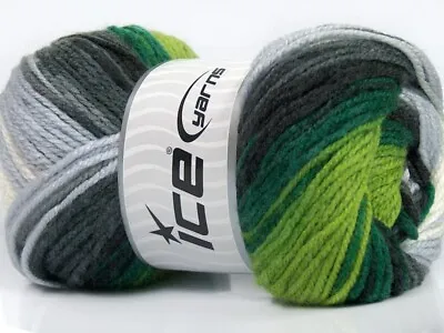 4-Skein Lot Favorite Magic Yarn Medium Acrylic 4x100g/210m Black Grey Wht Green • $28