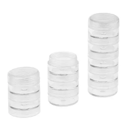 £6.58 • Buy 2Set Mini 5 Stacking Beads Containers Clear Screw Top Jar Nail Art Storage Boxes