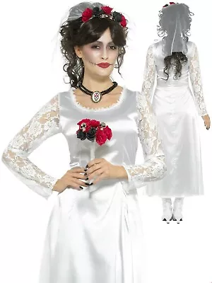 Mexican Day Of The Dead Bride - Sugar Skull Bride Fancy Dress Adults Halloween • £20.99