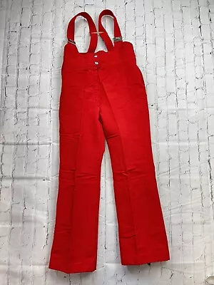 Vintage Feller Hosen Ski Bib Overalls Size 12 Reg Red Wool Stretch 70s Austria • $24.98