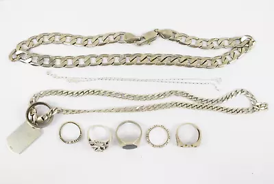 Job Lot Silver Jewellery Chain Necklaces Pendant Rings All Hallmarked 925 • £72