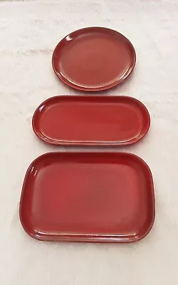 Neiva By Pro Mundi Red Stoneware Burger Steak & Flat Plate • $25