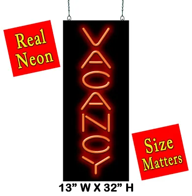 $439 • Buy Vertical Vacancy Neon Sign | Jantec | 13  X 32  | Hotel Motel Available Open