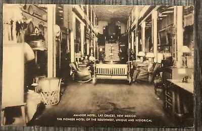 Las Cruces Interior Amador Hotel NM New Mexico Vintage Postcard JJ30 • $8