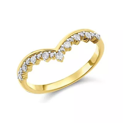 14K Yellow Gold Finish 0.30Ct Round Cut VVS1 Diamond Curve MAtching Wedding Band • £92