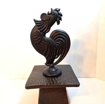 Vtg Cast Iron Crowing Rooster Door Stop/ Bookend  Accent 8” Farmhouse Decor • $21.95