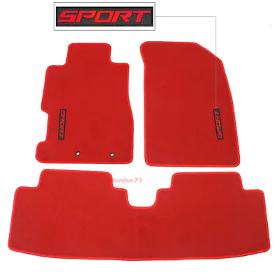 For 01-05 Honda Civic Floor Mats Red Nylon Carpets Front & Rear W/ Red Sport • $56.04
