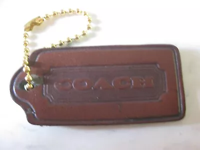 Vintage Coach Hangtag Leather Key Fob Tag Bag Charm 2.25” Dark Walnut • $19.95