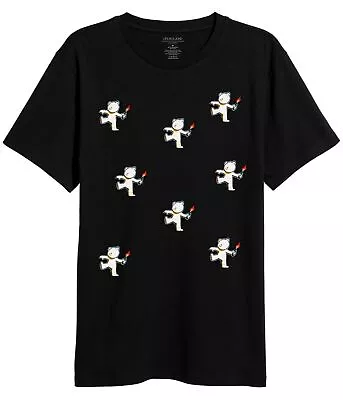 Elevenparis Mens Bear Throwing Graphic T-Shirt Black Small • £26.54