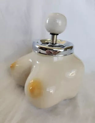 Vintage Retro Ceramic Boobs Push Down Smokeless Ashtray Pot Rare Clean Risque • $33