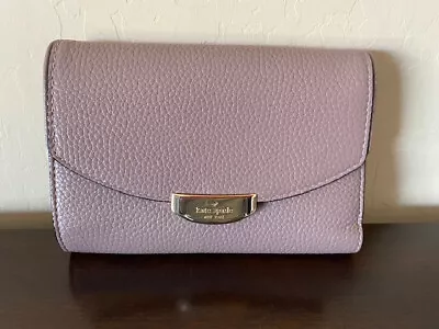 Kate Spade Callie Mulberry Street Cow Pebble Leather TriFold Wallet Porcini • $83