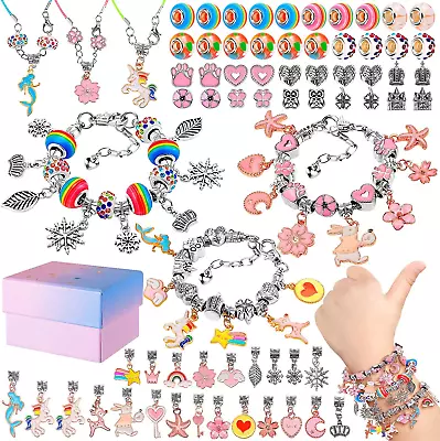 Bracelet Making Kit Beads Jewelry Pendant Charm Set DIY Craft For Girls Kids • £12.33