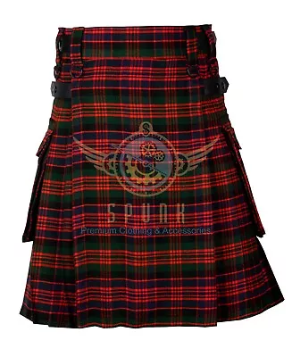 Scottish TARTAN UTILITY Kilt Two Side Cargo Pockets Men's Fashion Handmade KILTS • $45