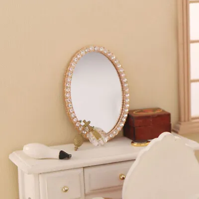 Dollhouse Miniature 1:12 Scale Gold Makeup Mirror Alloy Furniture Bedroom Model • $3.79