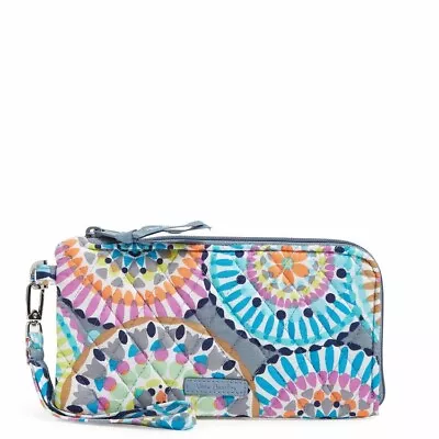 Vera Bradley RFID Tech Wristlet Wallet Sunny Medallion NWT Clear Touch Back • $34.99