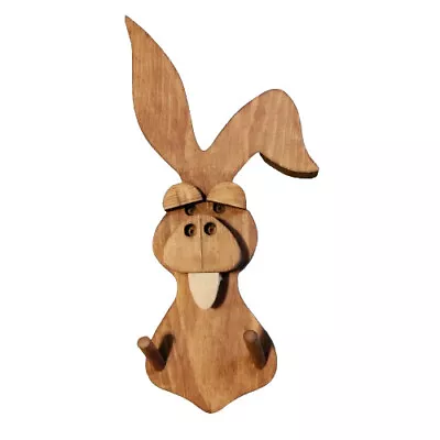 Whimsy Rabbit Handmade Wood Wall Hanger Approx 13 1/2  Tall X 6  Wide X 2  Thick • $24.99