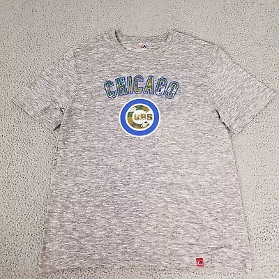 Chicago Cubs Shirt Mens Large Gray New Majestic Logo Shirt Camouflage Logo MLB • $4